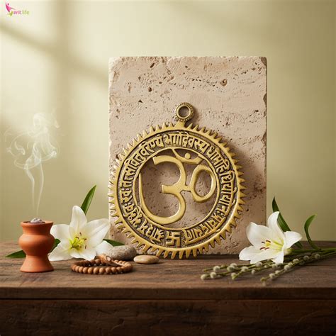 Brass Om Wall Hanging with Sacred Mantras – Traditional Hindu Wall Mou ...