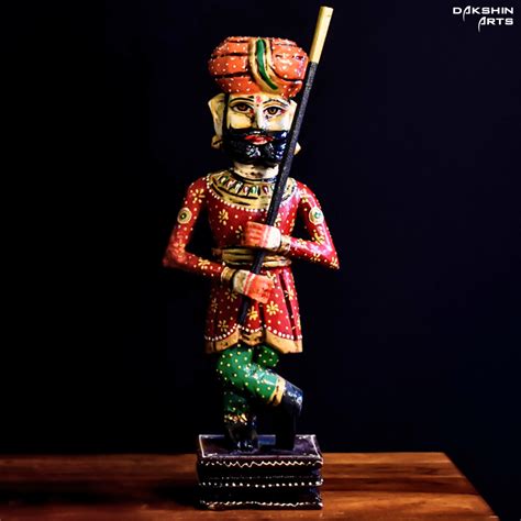 Wooden Chowkidar Pair 15” - Hand painted – Dakshin Arts