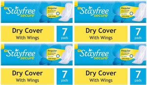 STAYFREE Secure Regular ( 7+7+7+7 pads ) dry Cover wing Sanitary Pad ...
