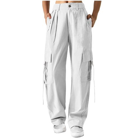 REORIAFEE Cargo Work Pants for Women with Pockets Plus Size Solid Print ...