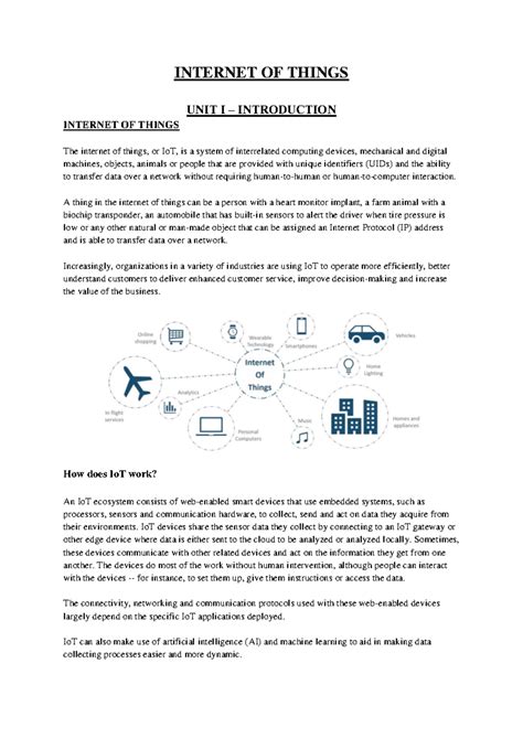 IOT 101: Comprehensive Notes on Internet of Things Fundamentals - Studocu