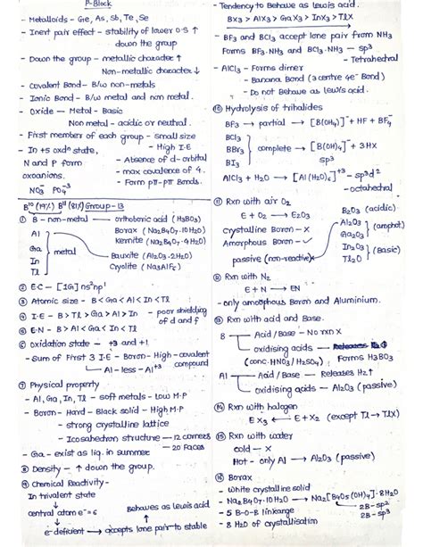 P-Block Final Exam Short Notes - Key Concepts and Reactions - Studocu
