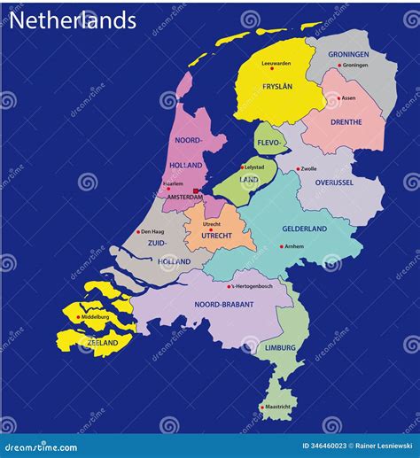 Simple Overview Map of the Provinces of the Netherlands Stock ...