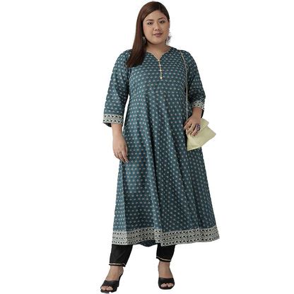 YASH GALLERY Women's Plus Size Cotton Floral Printed Anarkali Kurti (G ...