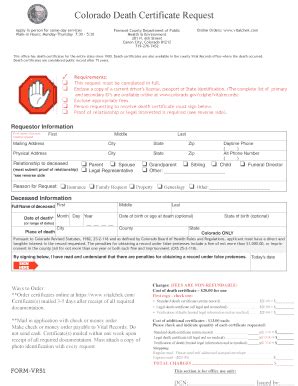 Fillable Online Application for Certified Copy of Death Certificate ...