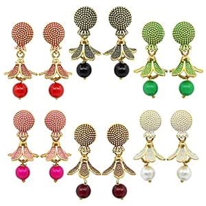 Fresh Vibes Traditional Golden Jhumki Earrings Combo for Women (Set of ...