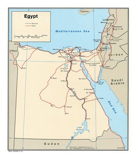 Detailed political map of Egypt with roads, railroads and major cities - 1972 | Egypt | Africa ...