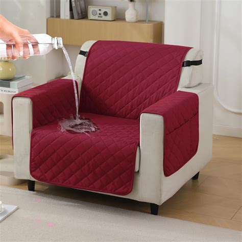 Maroon Colour Quilted Sofa Cover | Non Slip with Side Pockets – HOKIPO ...