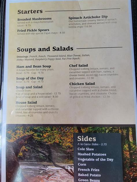 Menu at The Overlook Restaurant, Leavenworth