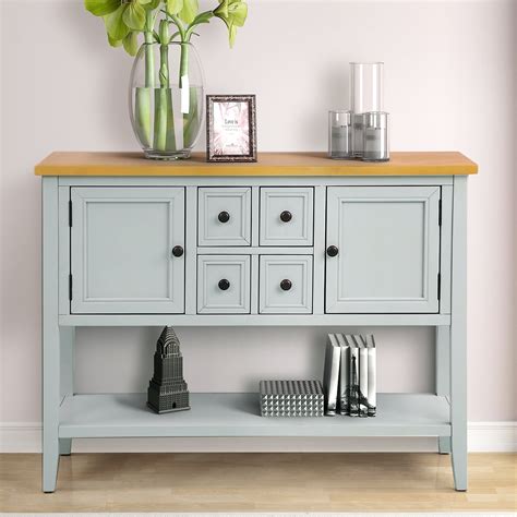Buy Console Table with 4 Storage Drawers, 46 x 15 x 34 Wood Buffet ...