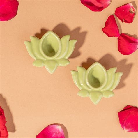 Handcrafted Kamal Ceramic Diyas - Festive Pooja Essentials | The Zappy Box