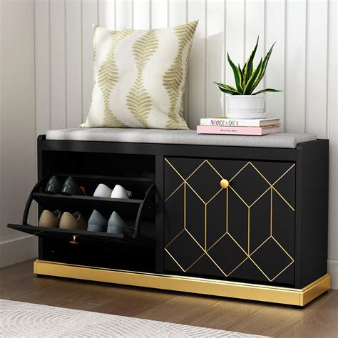 Amazon.com: HLR Modern Shoe Bench with Storage, Entryway Bench with 2 ...