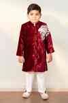 Buy White Velvet, Cotton Embroidery, Sequins Mighty Lion Sherwani And ...