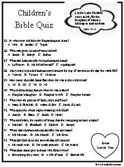 Children's Bible Quiz is a Multiple Choice Quiz With Chapter and Verse ...