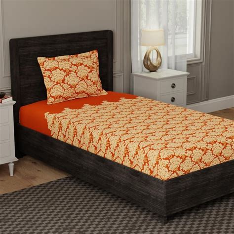 Buy BICHAUNA Sapphire Cotton 104TC Printed 2Pcs Single Bedsheet Set ...