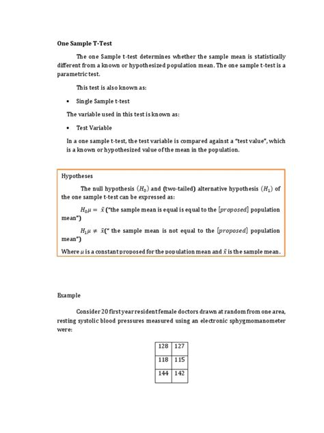 Example for One Sample T-Test 的图像结果