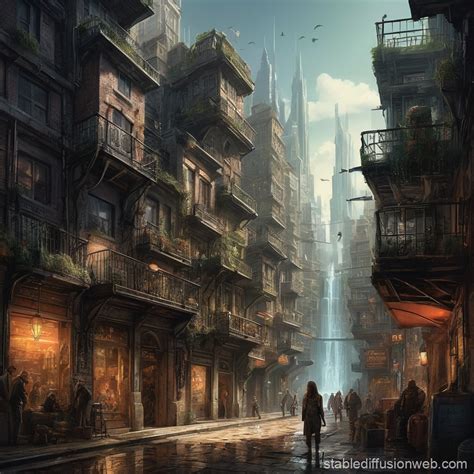 Urban-Fantasy City Concept Draw | Stable Diffusion Online