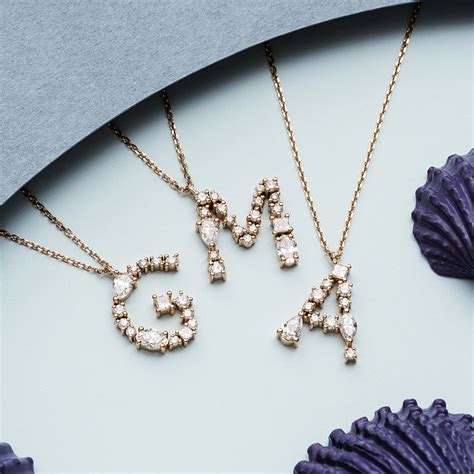 0.53 CT Marquise and Pear Cut Diamond Rose Gold A Letter Necklace