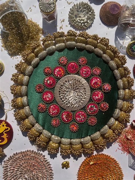 Mandala X Solid Bottle Green + Pink Colloquial Dvine Pichwai Chaandbaa ...
