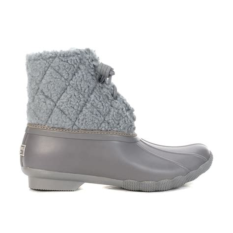 Sperry Women's Saltwater Sherpa Grey Duck Boots - WOOKI.com