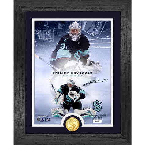 Highland Mint Philipp Grubauer Seattle Kraken 13" x 16" Legends Bronze ...