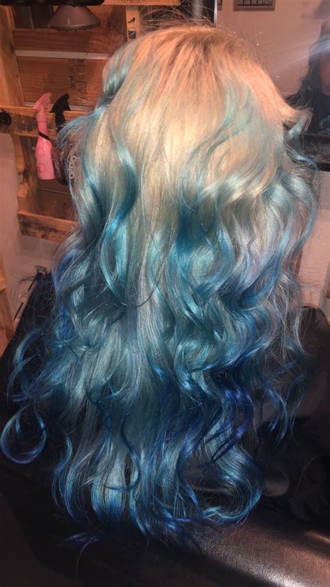 #hairbyivan | Blonde and blue hair, Blue ombre hair, Mermaid hair color