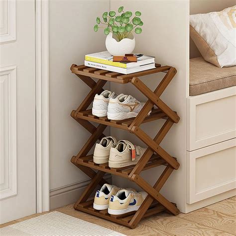 MTANK Foldable 4-Tier Shoe Shelves Rank for Entry Home Door | Sheesham ...