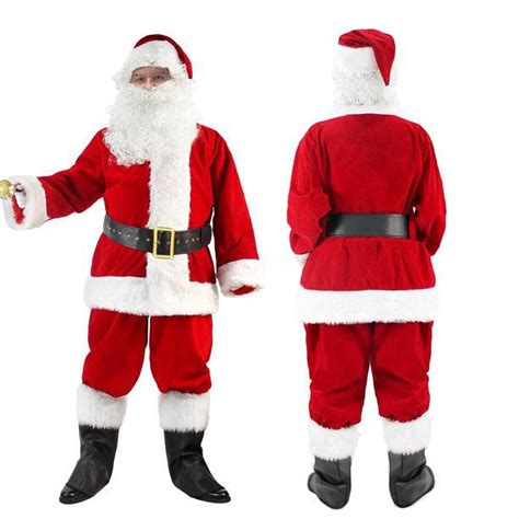 Deluxe Santa Claus Suit for Men - 11pcs Christmas Outfit, Plus Size XL ...