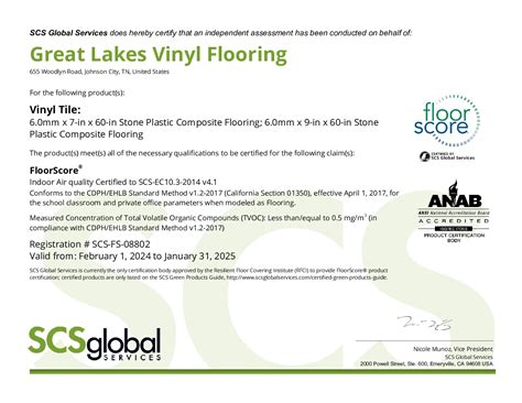 FloorScore® Certificates | Great Lakes Flooring | Quality. Service ...
