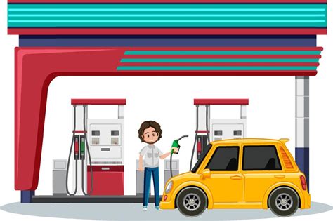 Gas station scene on white background 7207527 Vector Art at Vecteezy