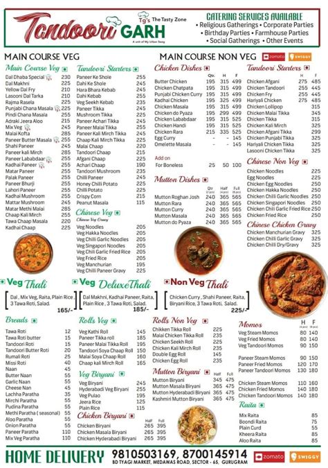 Menu at Tandoori Garh Restaurant, Gurugram