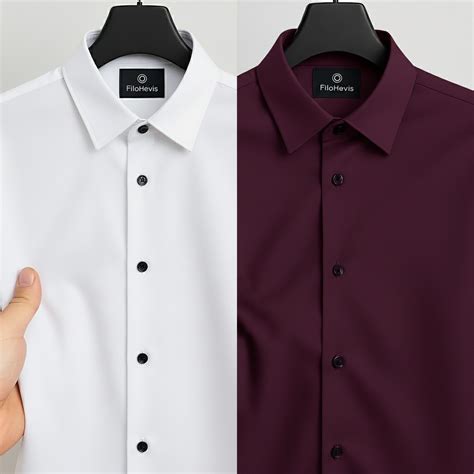 Combo of 2 Men's Satin Lycra formal Full Sleeve Shirt White & Dark Mar