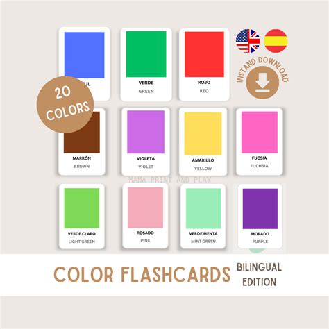 Bilingual Colors Flashcards Spanish/English - Mama Primeriza Feliz ...