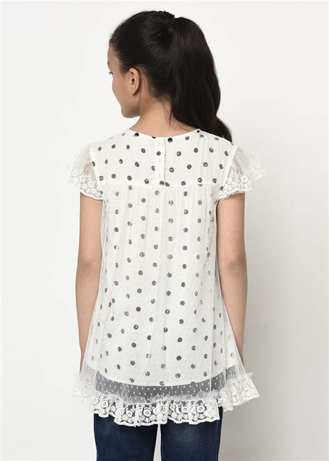 Black & White Dotted Mesh Tunic