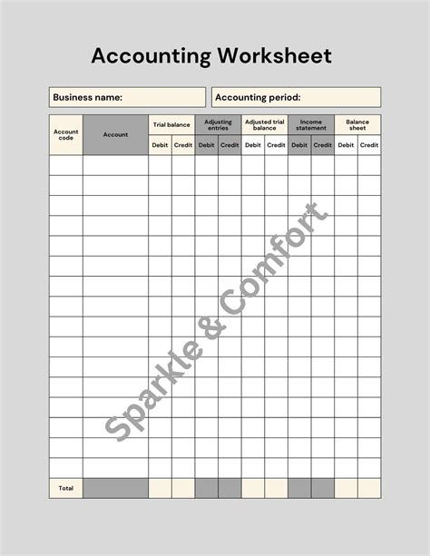 Accounting Worksheet Drawings at William Lange blog