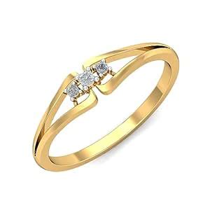 KuberBox 18KT Yellow Gold Kofi 3-Diamond Ring for Women : Amazon.in ...