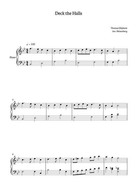 Deck The Halls - Christmas songs for Piano with Lyrics in Bb (arr ...