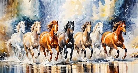 Arkasto Seven Horses Vastu Painting, Big Large Size 7 horse Painting ...