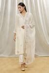 Buy Off White Dupatta- Cotton Kota Doria, Kurta- Silk Chanderi ...