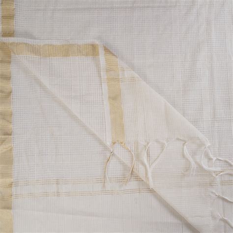 Buy Off White Color Pure Cotton Dupatta with Zari Border 48295/1 | FFAB