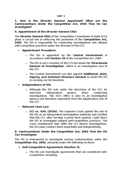 Competition Law Unit 5: Director General's Role & Investigations (KSU ...