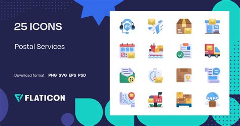 Postal Services Icon Pack | Flat | 25 .SVG Icons