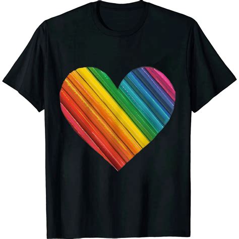 QZHH Pride Shirts for Women Rainbows Heart Print Graphic T-Shirt LGBT ...