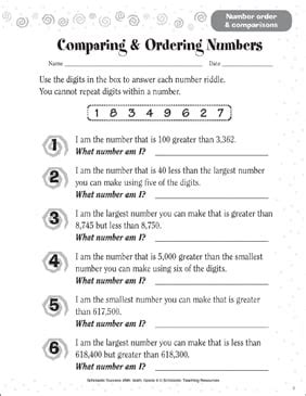 Image result for Ordering Numbers Word Problems