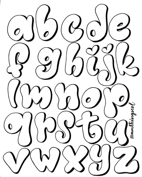 Printable cursive bubble letters alphabet – Artofit