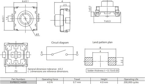 EVP-BD 6mm 4N Square Tactile Switch - Panasonic Electronic Components ...