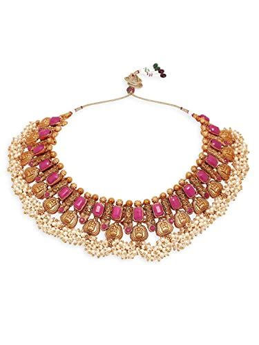 Buy fabula Jewellery Rani Pink Stones & Beads Traditional Ethnic Laxmi ...