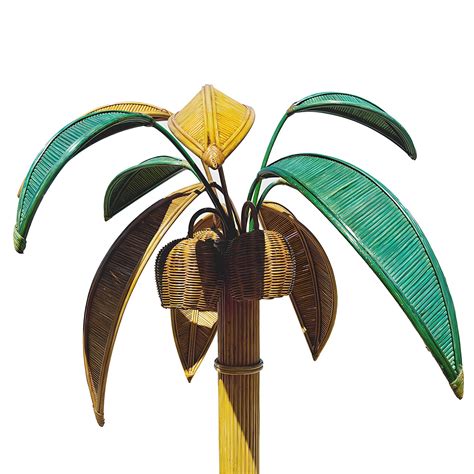 RARE Mid-century Sculptural Rattan Palm Tree floor Lamp, Mario Torres ...