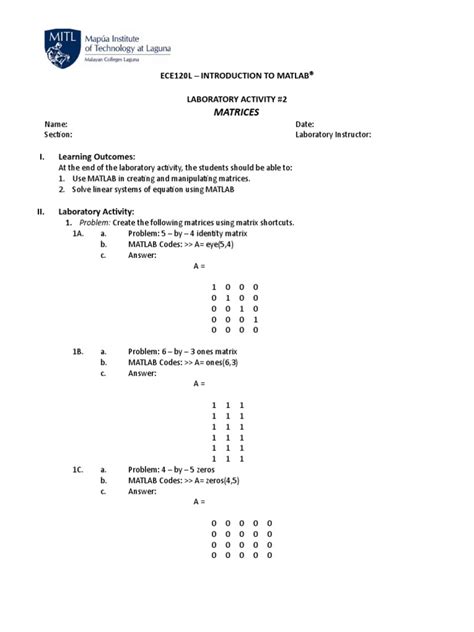 Image result for MATLAB Report Examples
