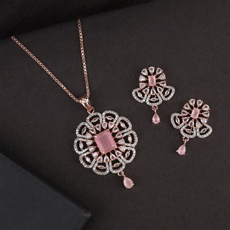 Buy Designer Zircon Pendant Sets Online - Rebaari